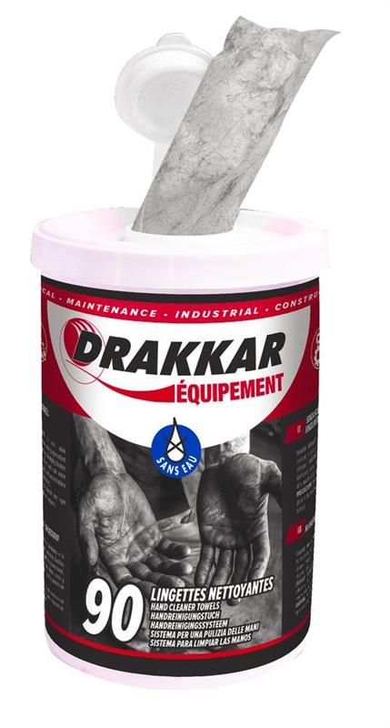 Lingettes nettoyantes mains - Pot de 90 lingettes - Drakkar Equipement 14355